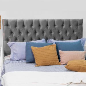 Cabeceira Leblon Suede Cinza Escuro